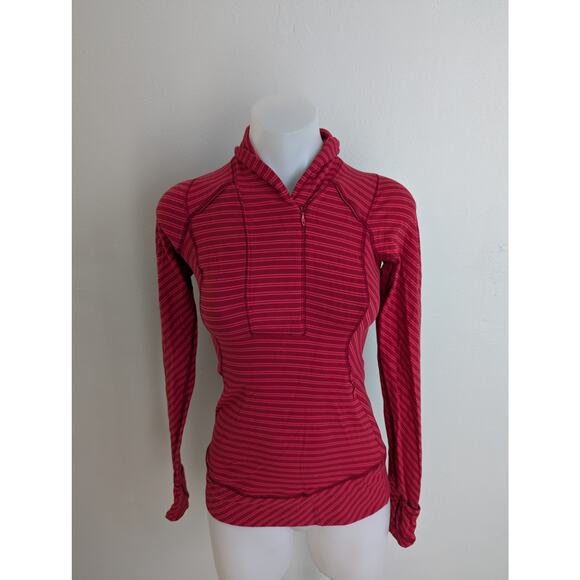 Lululemon Size ? Think Fast Pullover Activewear Top Double Trouble Stripe Red - Picture 3 of 9